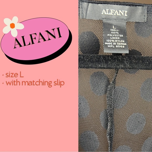 ALFANI Size Large Black Cocktail Dress with Matching Slip - Picture 3 of 3